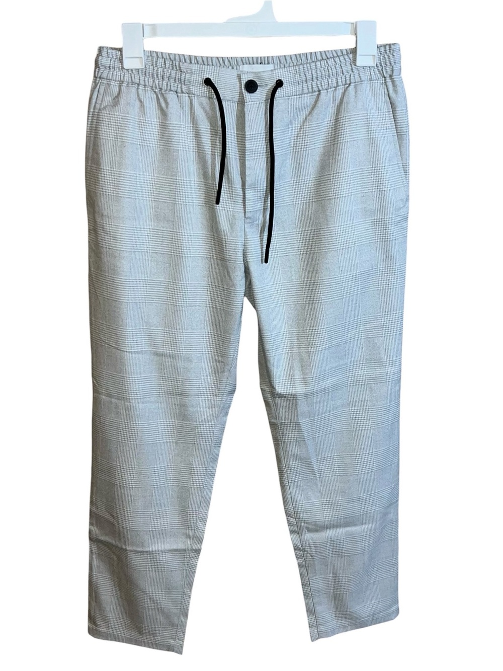 Topman Drawstring Plaid Pants Men’s 33x27 White Grey Plaids